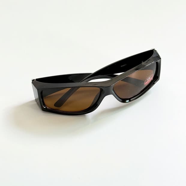 90s SOUTH SIDE 블랙 랩어라운드 브라운 틴트 빈티지 선글라스