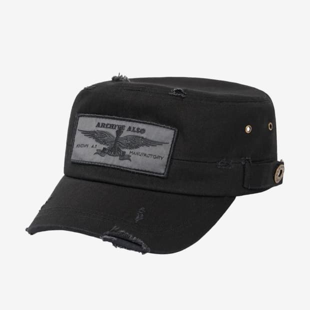 아캄 Damaged Military Cap (Black)