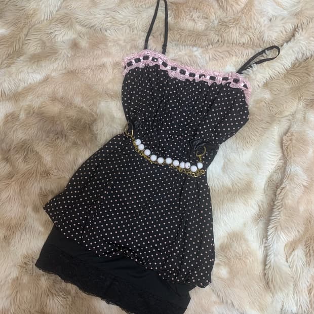 히메갸루 갸루 도트 비즈 원피스 y2k