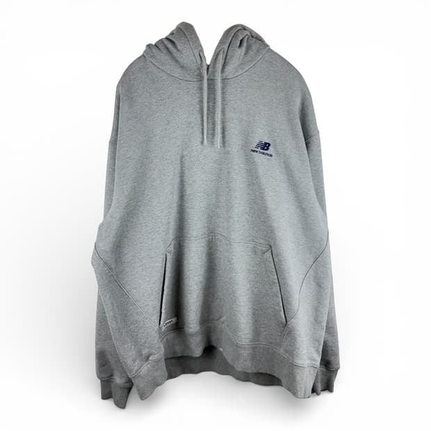 110) 뉴발란스 백로고 기모 후드 티 그레이