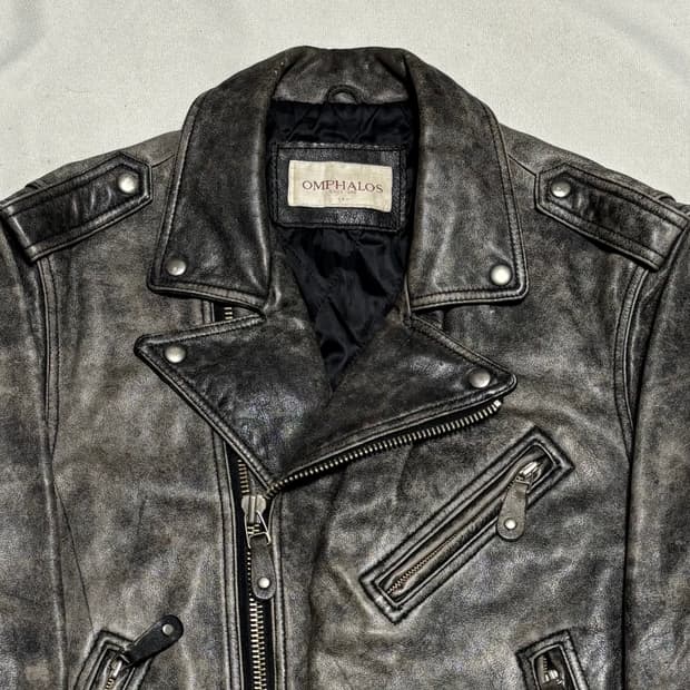 100 vtg 데미지드 소가죽 레더 자켓