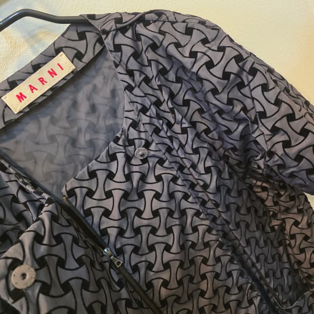 마르니 패턴 반팔 롱 가디건