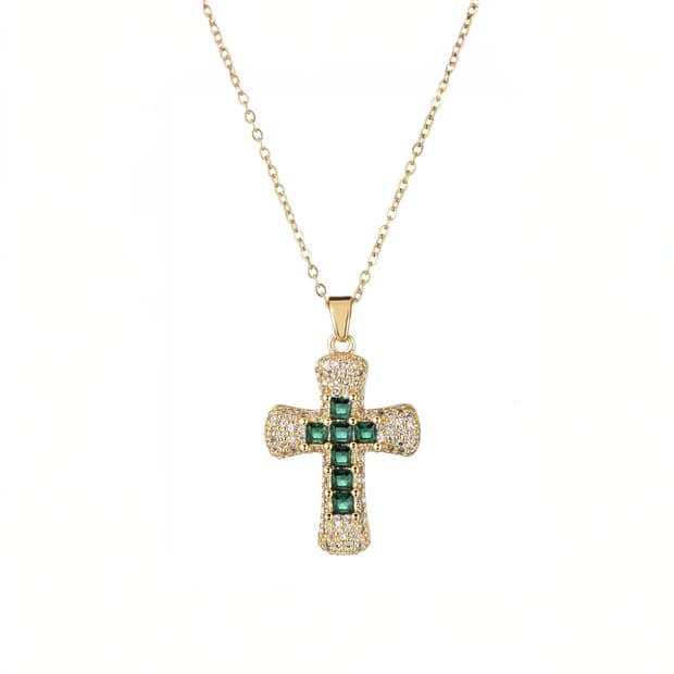 메종푸푸 목걸이 Fabrice Green Cross Necklace