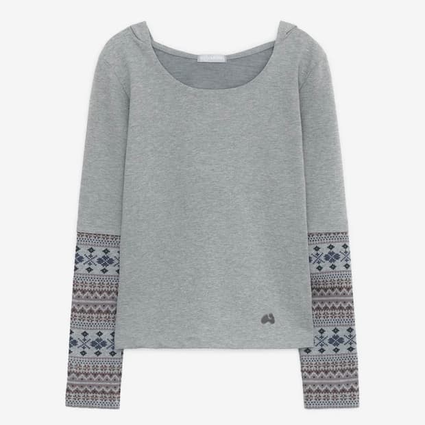 허그유어스킨 니트 패널 슬리브 후디 그레이