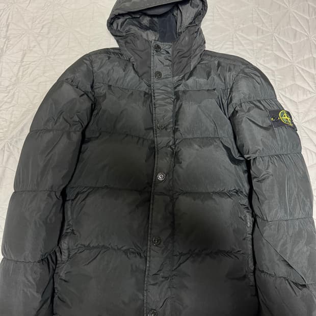 [L] 스톤아일랜드 크링클랩스 패딩 자켓 집업 후드 롱패딩 경량패딩