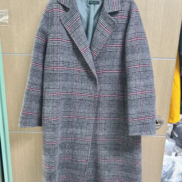 베네통 체크 롱 코트