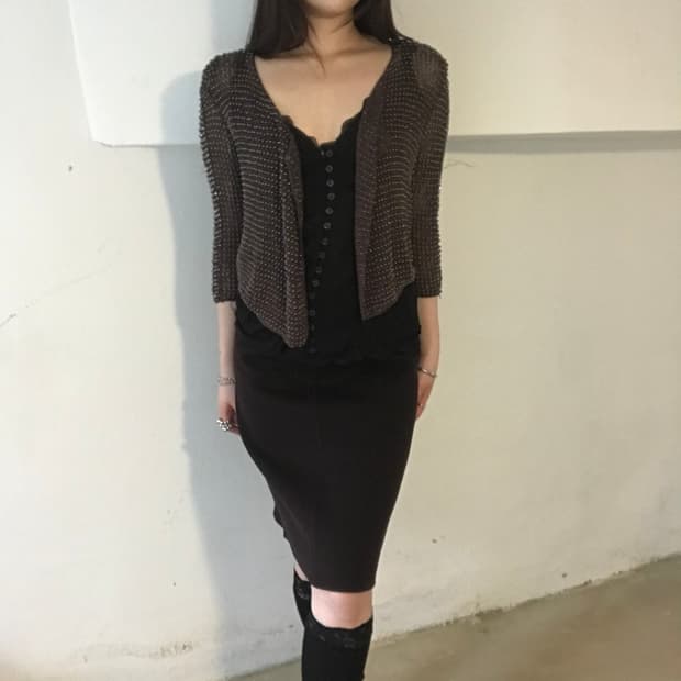 40 / 셀린느 울 캐시미어 블렌드 미디 스커트0
