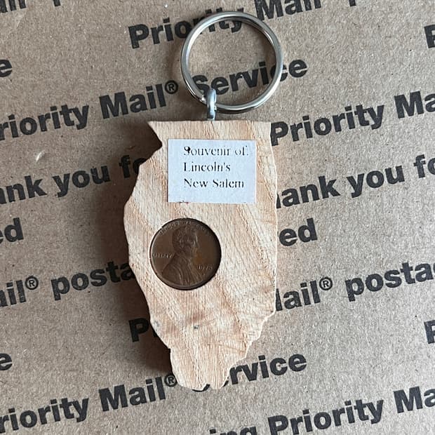 90s vtg Illinois Penny Keyring