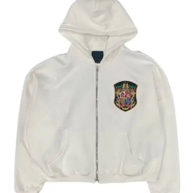 [2]언더마이카 멀티 컬러드 크라운 패치 후드집업 화이트