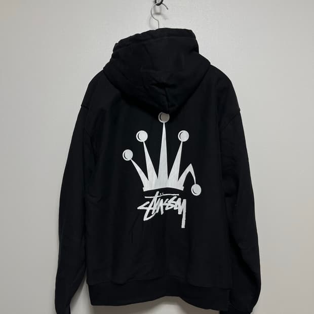 스투시 크라운 후드티 블랙 L