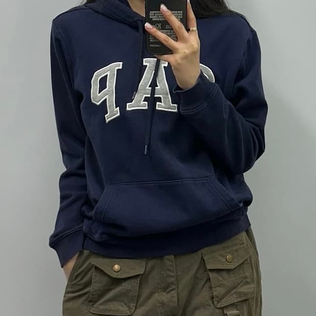갭 후드티 네이비