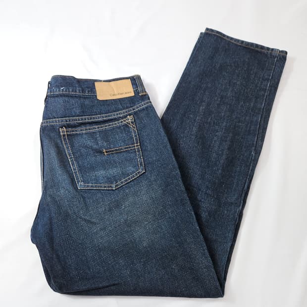 캘빈클라인 가죽패치 데님팬츠 청바지 릴렉스핏 32