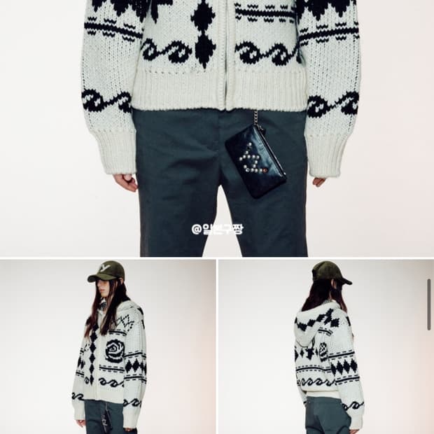 오픈와이와이 자카드 니트 집업