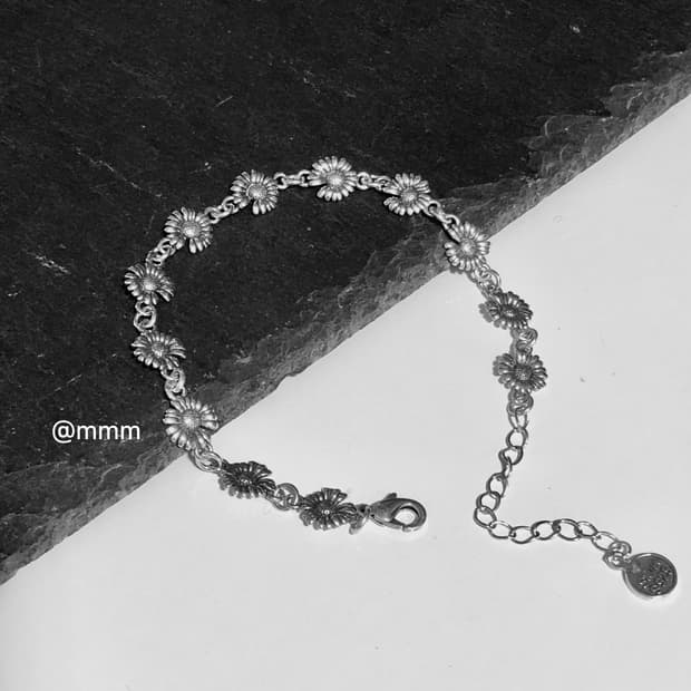 (Unisex) 크롬 데이지 체인 팔찌