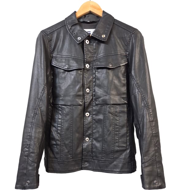 G-STAR RAW 블랙 레더 트러커 자켓(XS)남여 공용