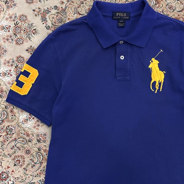 폴로 랄프로렌 블루/옐로우 빅포니 카라티 