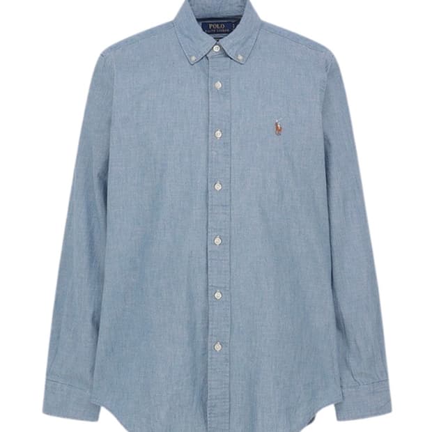 [새상품/2XL] polo 커스텀핏 샴브레이 셔츠 - 블루