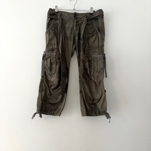 Cargo strap detail midi pants