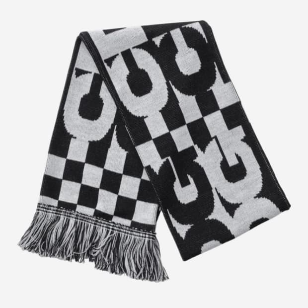 CDG 로고 체크 스카프 화이트 블랙