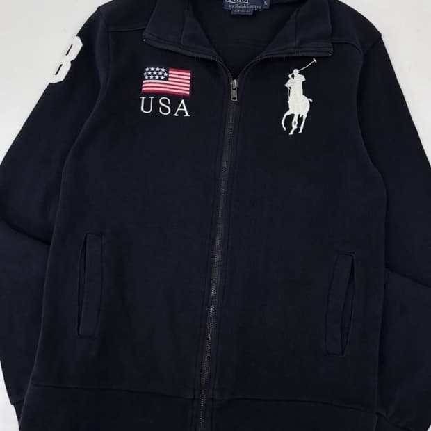 폴로 빅포니 성조기 집업 블랙