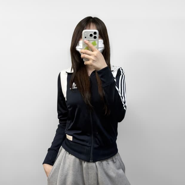 아디다스 파이어버드 빅 로고 트랙탑 져지 네이비 화이트