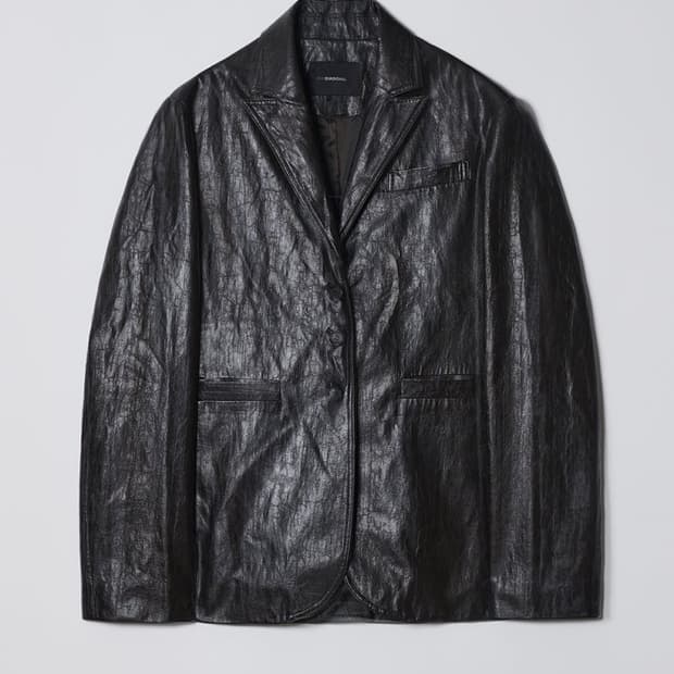 다이애그널 레더 자켓