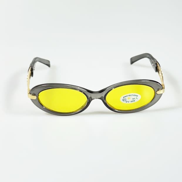 그레이 볼드 오벌 프레임 옐로우 틴트 빈티지 선글라스