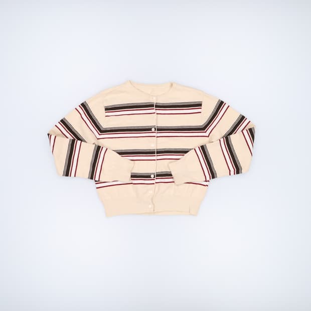 [44반정도] 빈티지 여성 스트라이프 가디건  1229H2