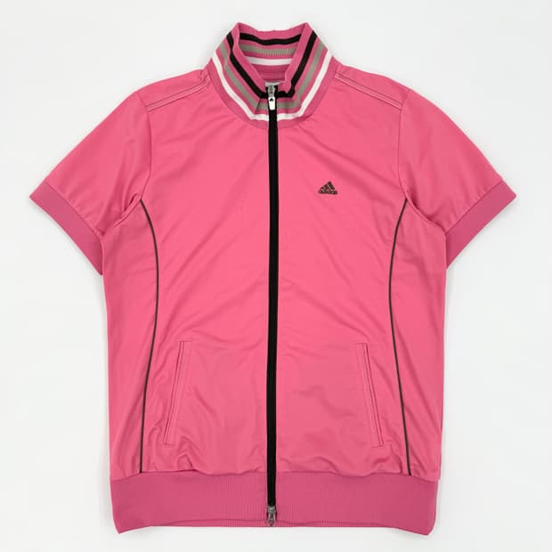 빈티지 아디다스 핑크 집업 반팔 져지