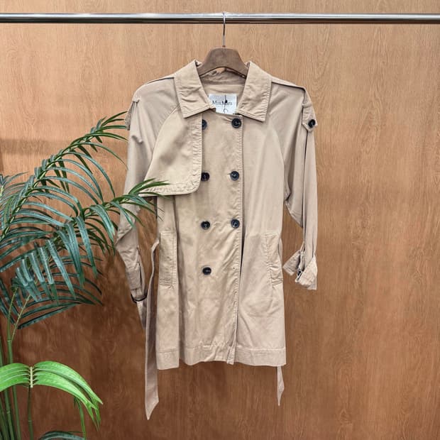 막스마라 트렌치 코트 더블 브레스트 견장 디테일 레귤러핏 베이지