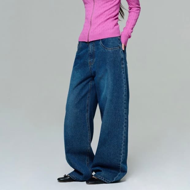 ERA wide fit denim pants_dusty blue