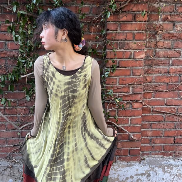 히피 타이다이 미디 원피스