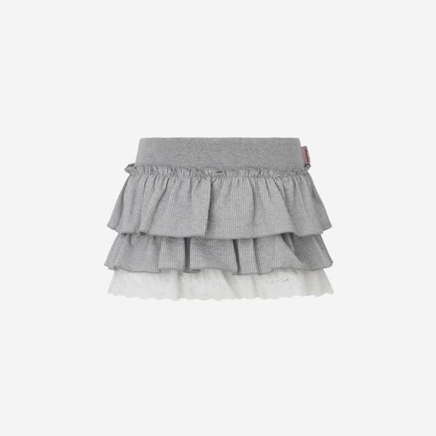 뉴얼린 버블 캉캉 레이스 프릴 스커트 그레이 S