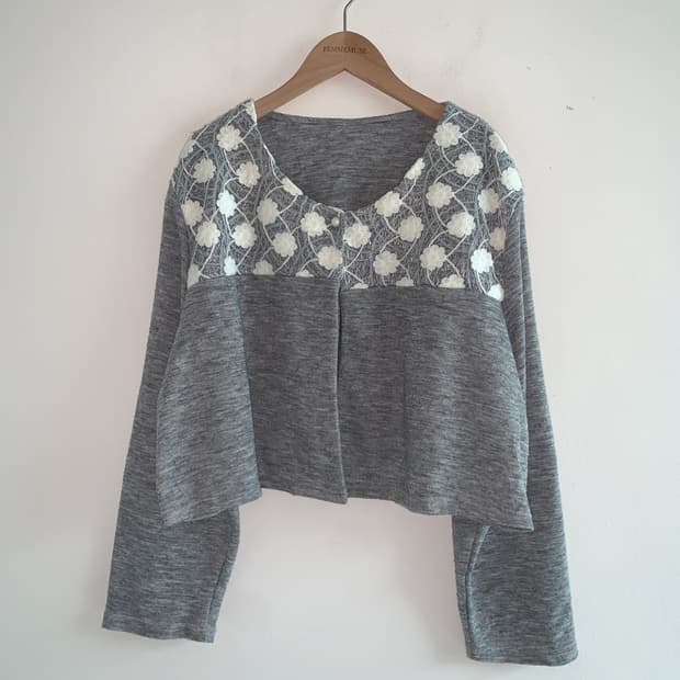 Flower one button cardigan