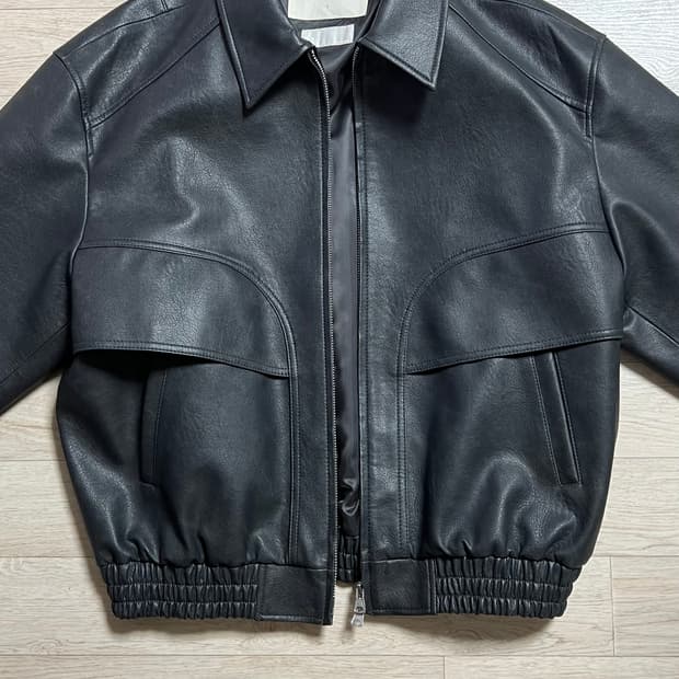 파브레가 PRTPRT 레더 봄버 자켓 블랙