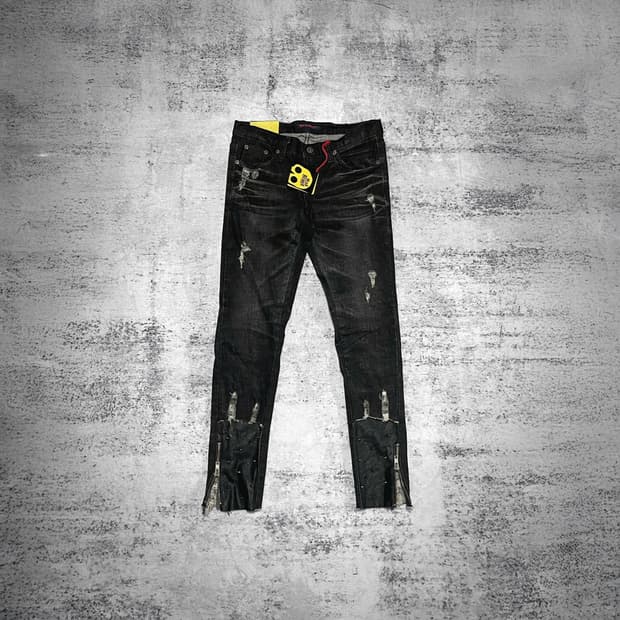 hem leather stud punk skinny 