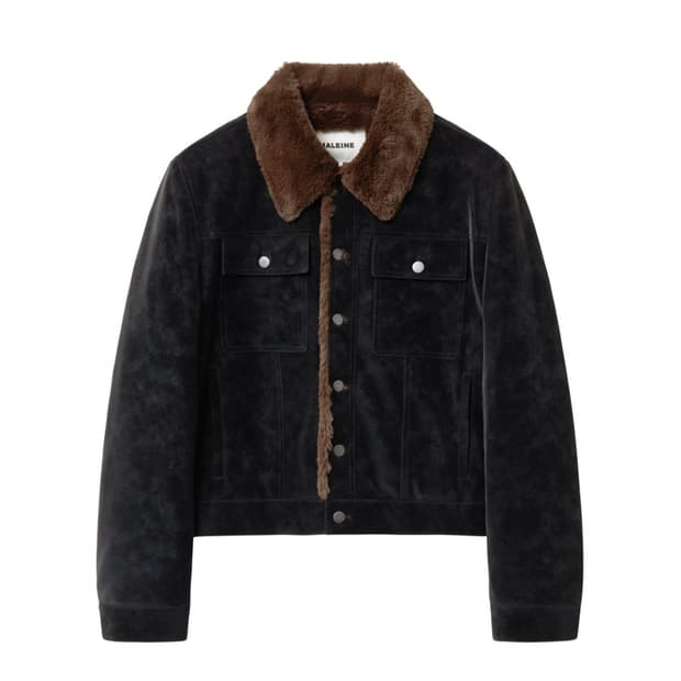 알렌느 벨루아 포우 퍼 트러커 자켓 블랙 브라운