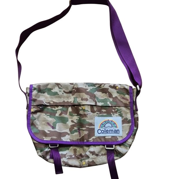 💜coleman콜맨 카모패턴 크로스백/희귀 빈티지/메신저백/밀리터리