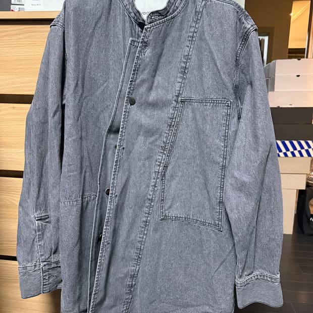 우영미 레이어드 흑청 셔츠