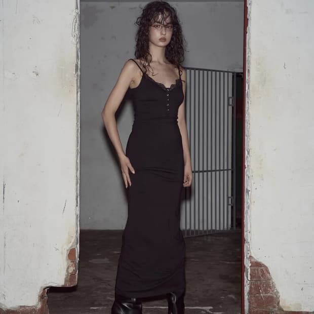 Anny Lace Button Dress (long ver.) 블랙