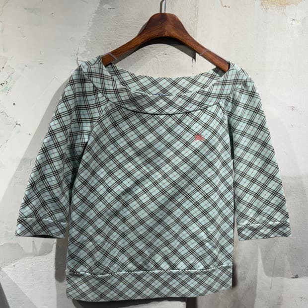 [9433]Burberry blue check t-shirt