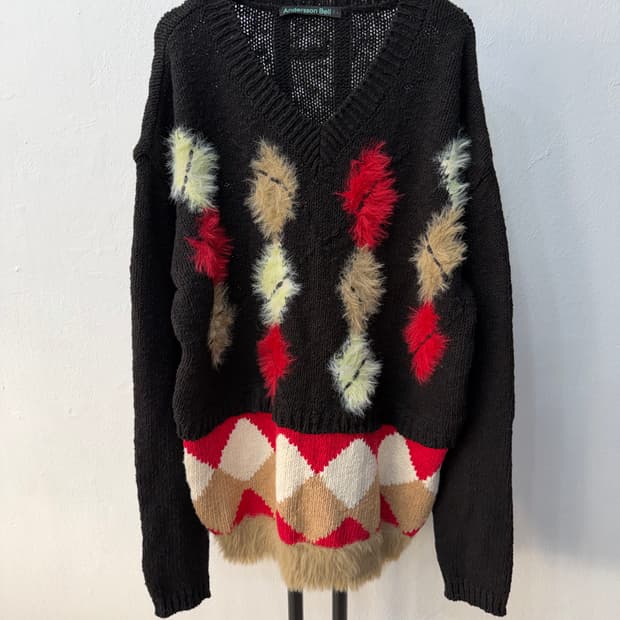 정품) 앤더슨벨 아가일 니트 스웨터 L