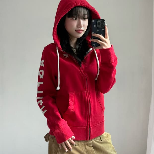 아베크롬비 레드 후드집업