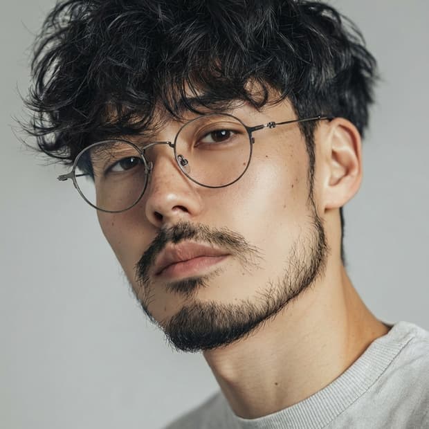 실버유광 44"사이즈의 원형안경
