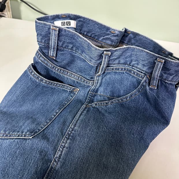 M 30 유니클로U 중청워시드 레귤러 테이퍼드핏 데님팬츠