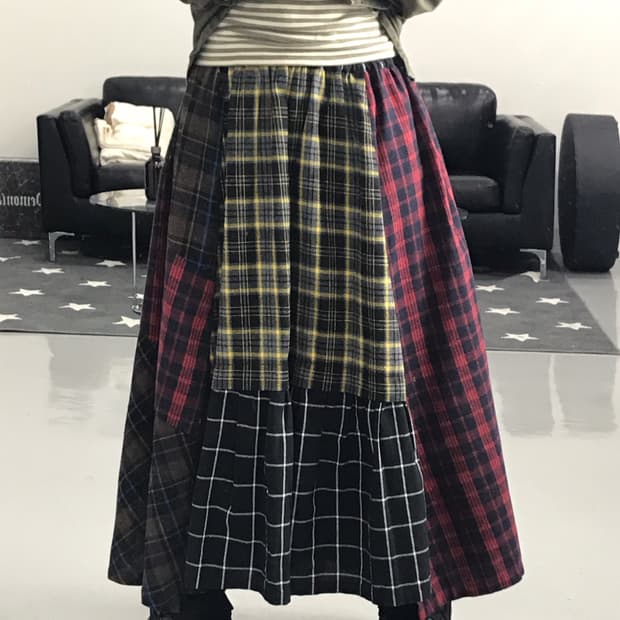 Jpn Somari Checked Long Skirts