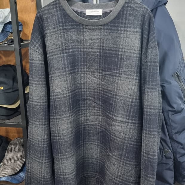 (코오롱)커스텀멜로우 모직혼방 고급 체크 긴팔티셔츠 100 상태최상