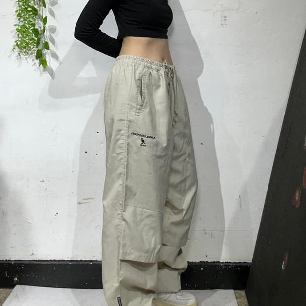 캉골 베이지 와이드 트랙 팬츠 추리닝 바지 