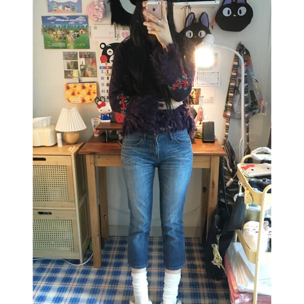 vintage cropped denim pants medium blue