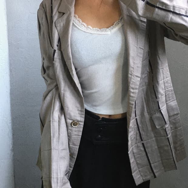 Issey Miyake 이세이 미야케 베이지 라인 블레이저